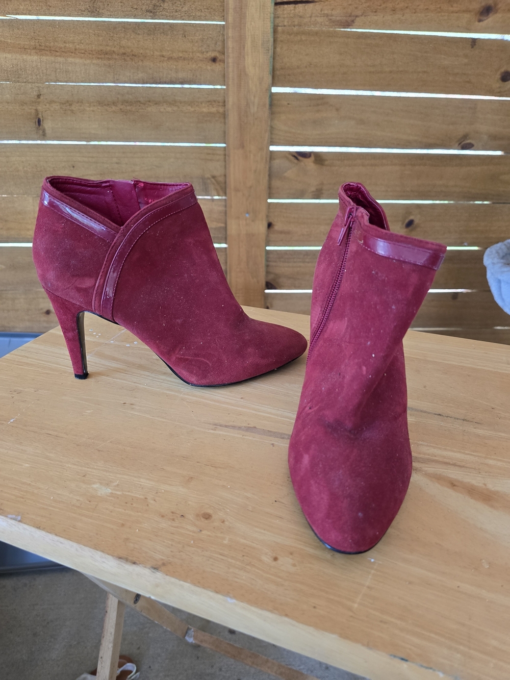 Nine West Red Suede Ankle Booties with Side Zip